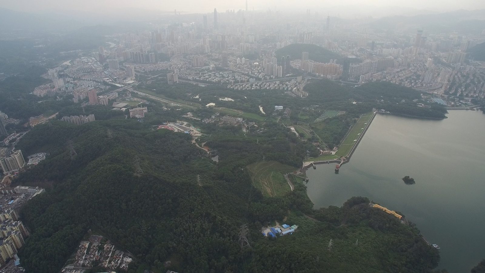 Aerial view of western Shenzhen, China, photographed in 2016.