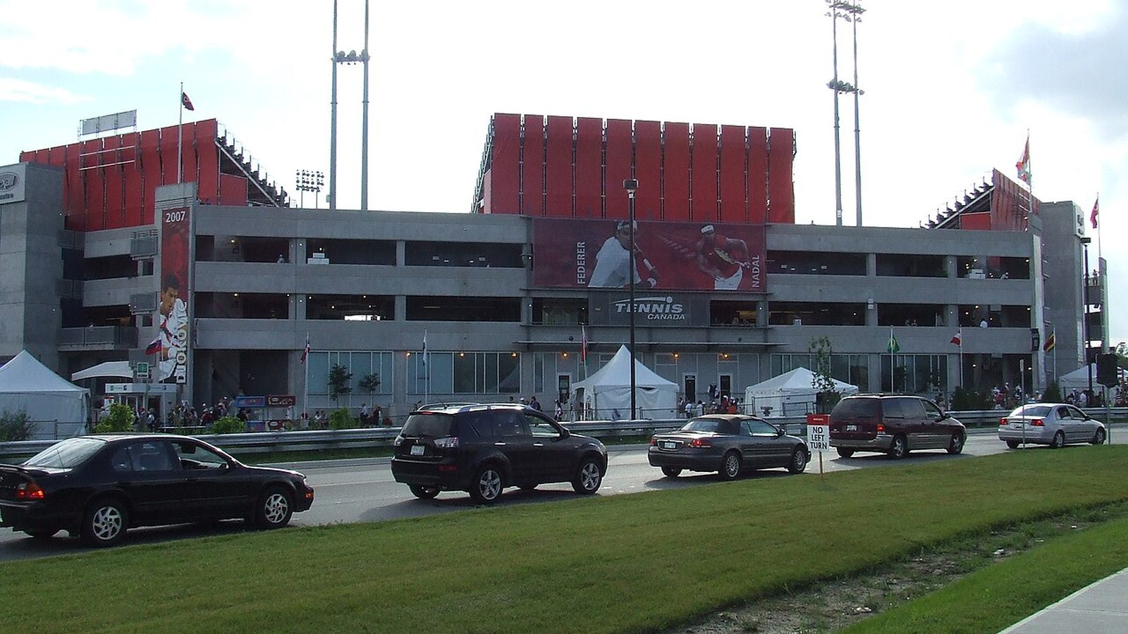 Exterior of the tennis stadium at York University in Toronto.