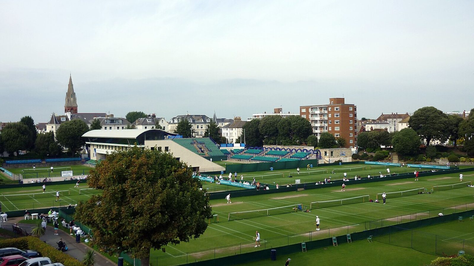 Grass tennis courts at Devonshire Park, Eastbourne, photographed in September 2010.