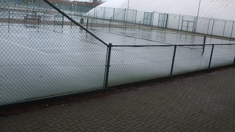 Indoor-court building and outdoor courts at Nottingham Tennis Centre, viewed in 2016.