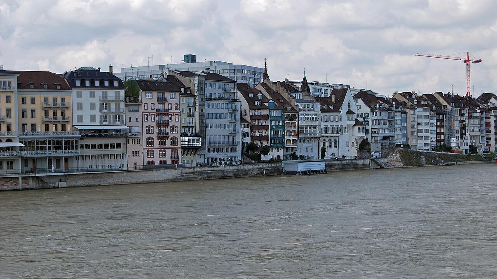Rhine river and Basel waterfront