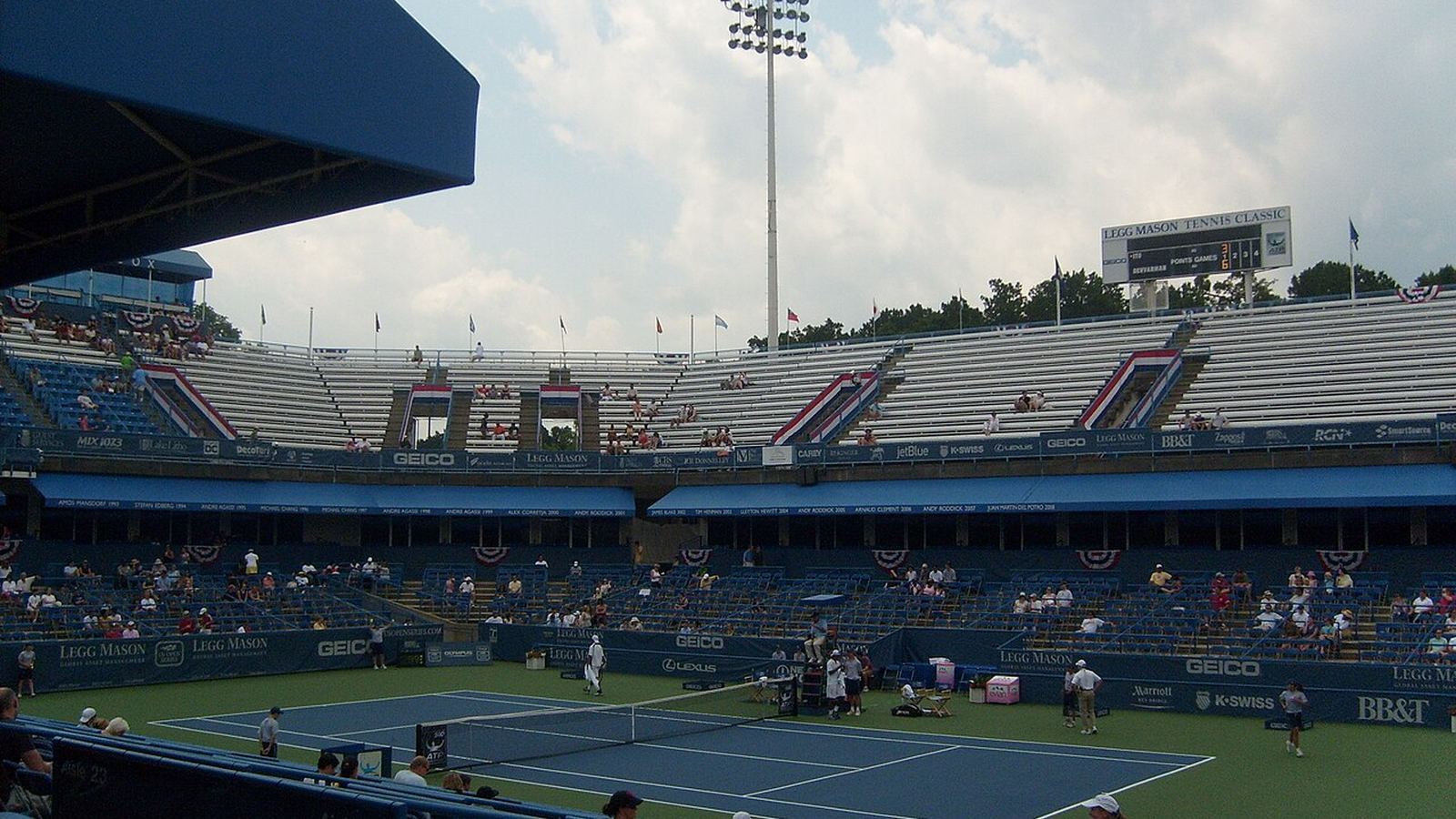 Court and grandstands at the FitzGerald Tennis Center in Washington.